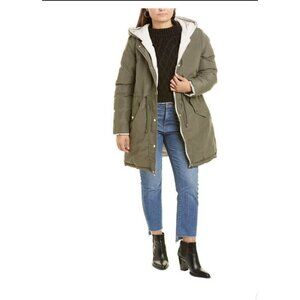 Marc New York Womens Liberta Green Reversible Hooded‎ Long Parka Coat SZ M